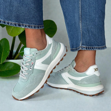 Womens Xti 145065 Suede Sporty Trainers - Aqua
