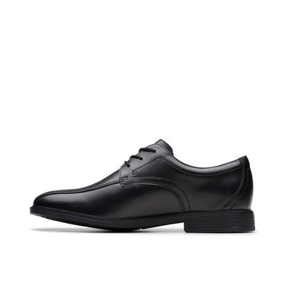 Boys Clarks Jonwin Loop Youth Black School Shoes - Black