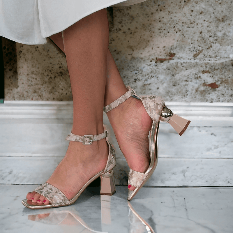 Womens Kate Appleby Whitland Blush Marbled 3D Heel Sandals - Gold Marble