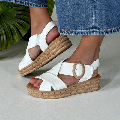 Womens Gabor 84.556 Auckland Wedge Sandal - White