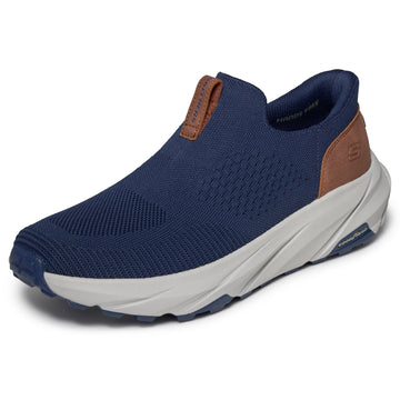 Mens Skechers 211145 Navy Blue, Brown & Grey Knit Conner Shoe - Navy