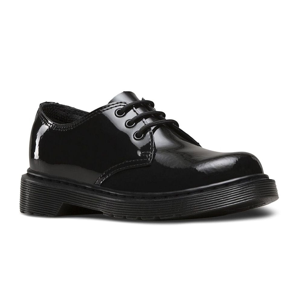 Dr Martens Junior Everley Black Patent Lace Up Shoe