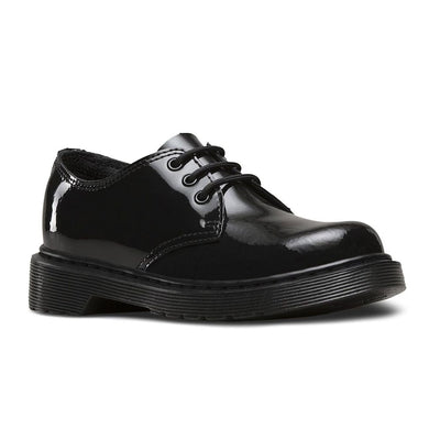 Dr Martens Junior Everley Black Patent Lace Up Shoe - Black