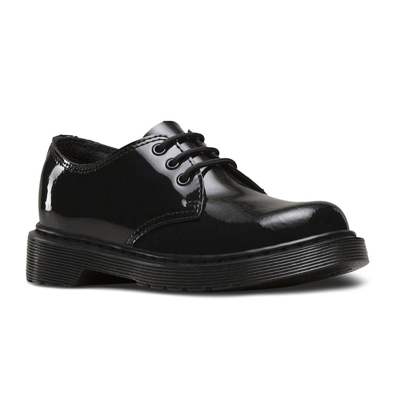 Dr Martens Junior Everley Black Patent Lace Up Shoe - Black