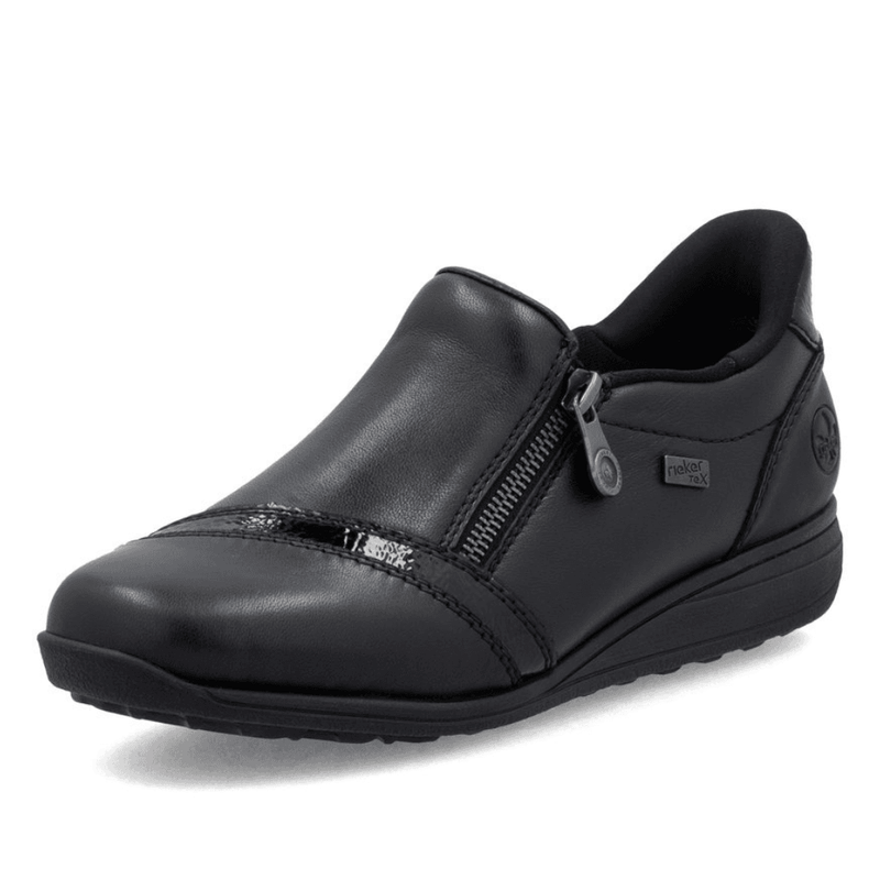 Womens Rieker 47264 Black Side Zip Wedge Shoes - Black