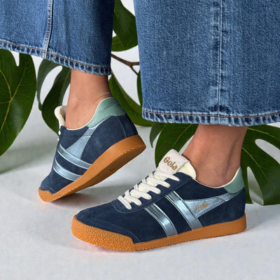 Womens Gola Elan Glitz Suede Trainers - Navy