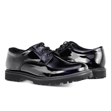 Girls Term Bailey Black Patent Lace Up School Shoes - Black Patent