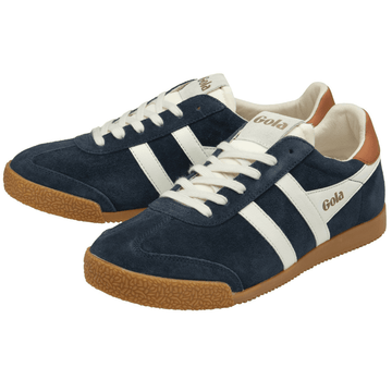 Mens Gola Elan Navy White and Orange Suede Trainers - Navy