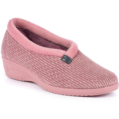 Womens Lunar Greta Velour Wedge Slipper - Heather