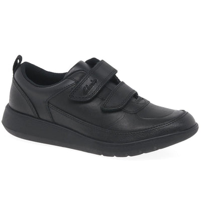Infant Clarks Scape Flare Boys Velcro School Shoe - Black