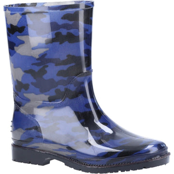 Kids Cotswold PVC Jnr Waterproof Wellingtons - Navy Camo