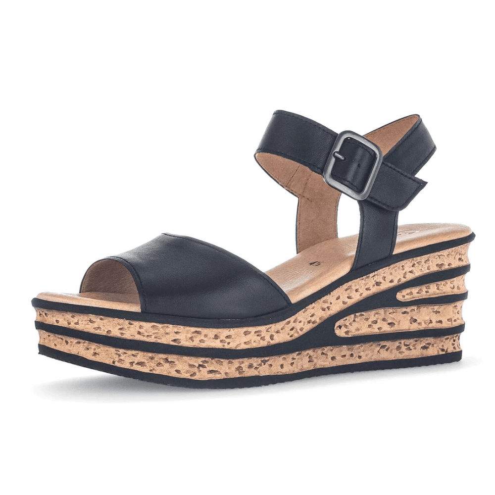 Womens Gabor 64.651 Black Contrast Wedge Sandals