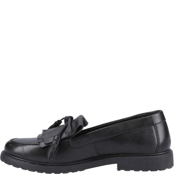 Girls Hush Puppies Verity Kiltie Black Senior School Shoes - Black