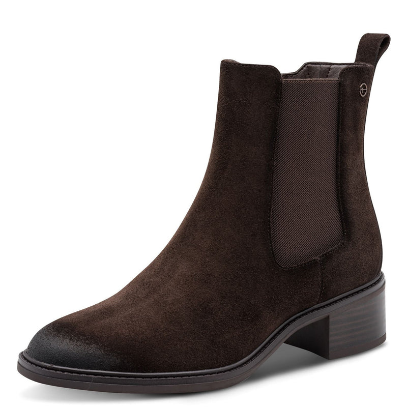 Womens Tamaris 85311 Mocca Suede Ankle Boots - Mocca Suede