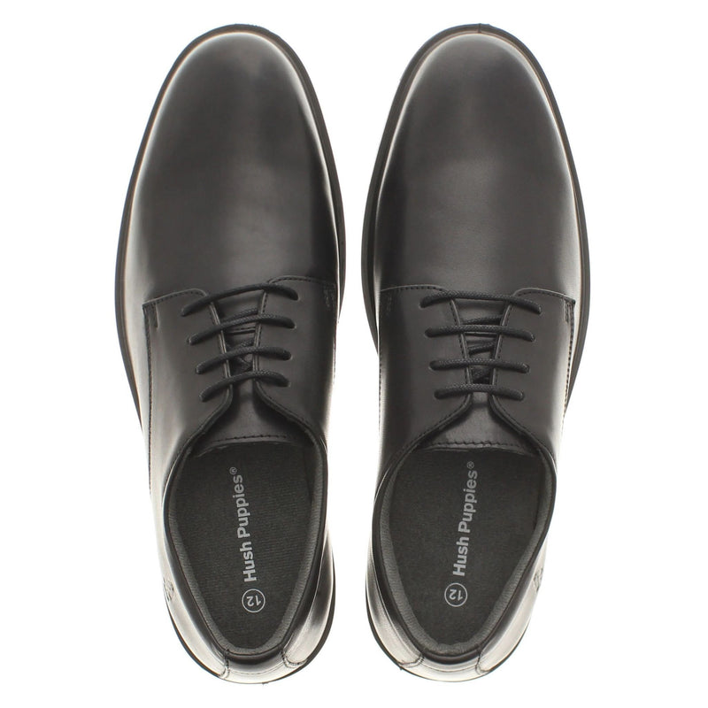 Boys Hush Puppies Neal Black School Shoes - Black