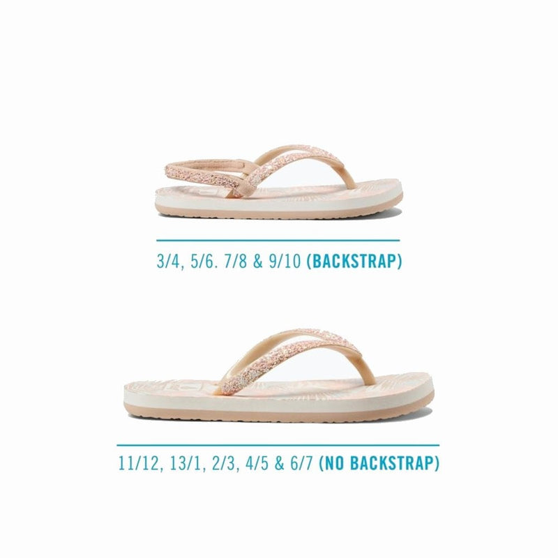 Reef Kids Infant Junior Little Stargazer Prints Flip Flops Sandals - Natural - Cream