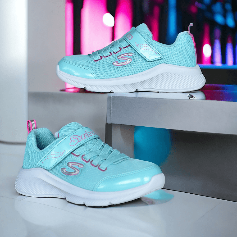 Skechers Girls Sole Swifters Aqua Pink Glitter Trainers