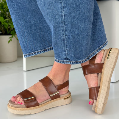 Womens Susst Tan Finola Velcro Sandal - Tan