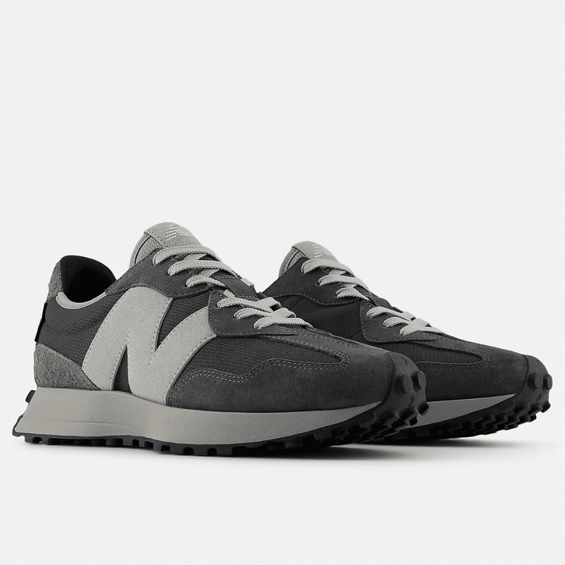 Mens New Balance 327 Mesh Trainers - Castlerock with Magnet-Light and Dark Grey