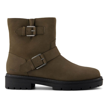 Womens Toms Ionie Moto Dark Green Ankle Boots - Dark Green