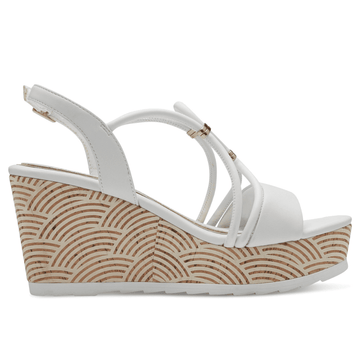 Womens Marco Tozzi 28349 White Wedge Sandals - White