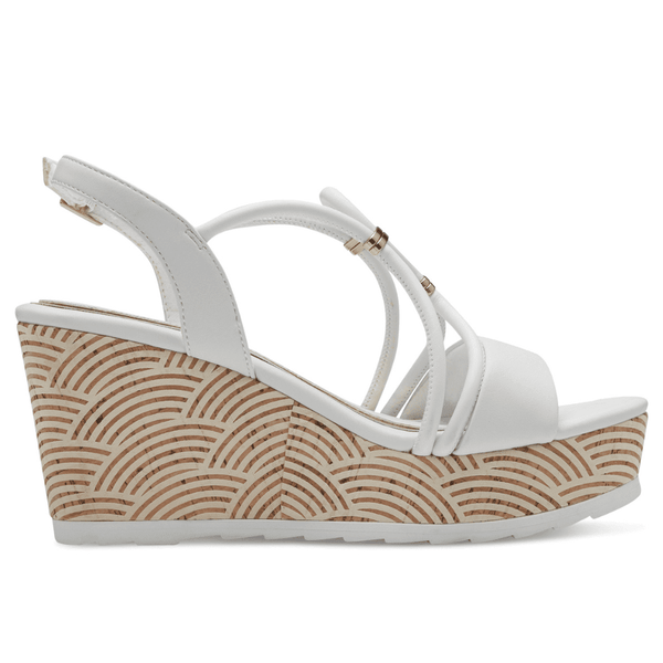 Womens Marco Tozzi 28349 White Wedge Sandals - White