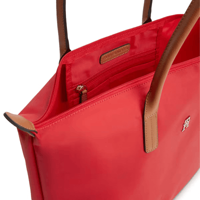 Womens Tommy Hilfiger Monogram Contrast Handle Tote Bag - Primary Red
