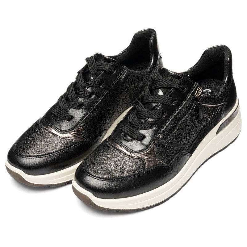 Womens Ara Garda Trainers - Black Metallic