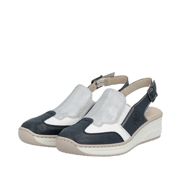 Womens Rieker 48757 Blue Combi Wedge Sandal - Blue Combi