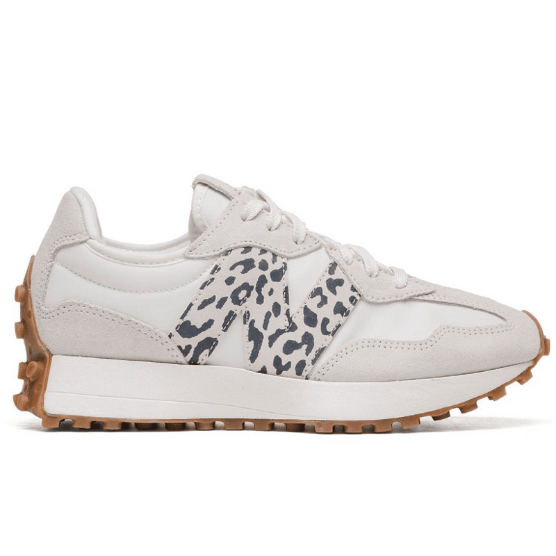 New Balance Womens 327 Trainers - Off White with Leopard