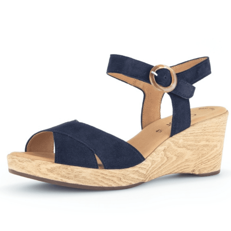 Womens Gabor 44.670 Navy Suede Crossover Sandals - Navy