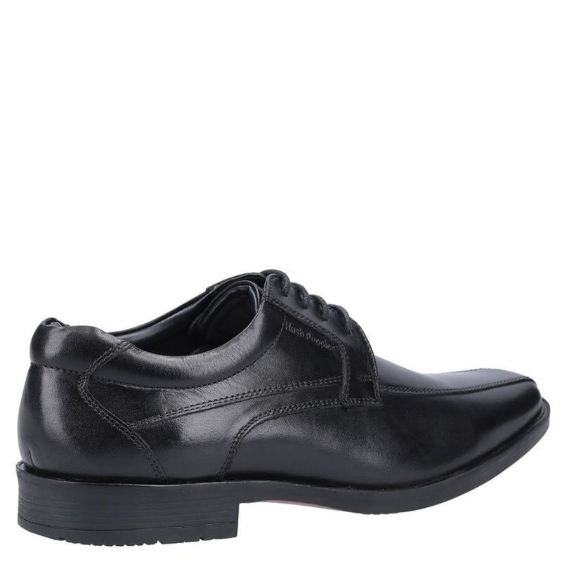 Boys Hush Puppies Brandon Black Senior School Shoes - Black