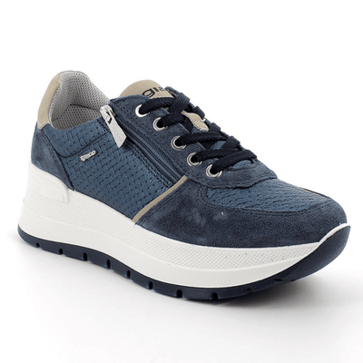 Womens Igi & Co 7661700 Woven Side Zip Wedge Trainers - Navy