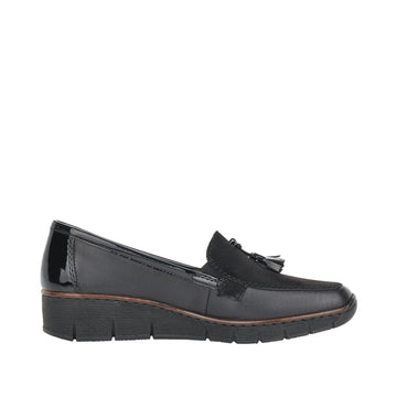 Womens Rieker 53771 Wedged Loafers - Black