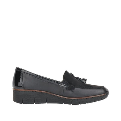 Womens Rieker 53771 Wedged Loafers - Black