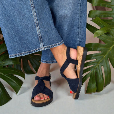 Womens Gabor Rich Twist Front Slingback Sandals - Navy Suede