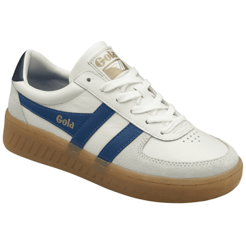 Womens Gola Grandslam Elite White Blue and Navy Gumsole Trainers - White