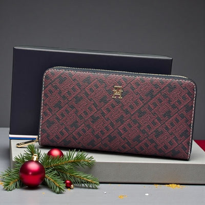 Womens Tommy Hilfiger Icon Monogram Large Purse - Burgundy