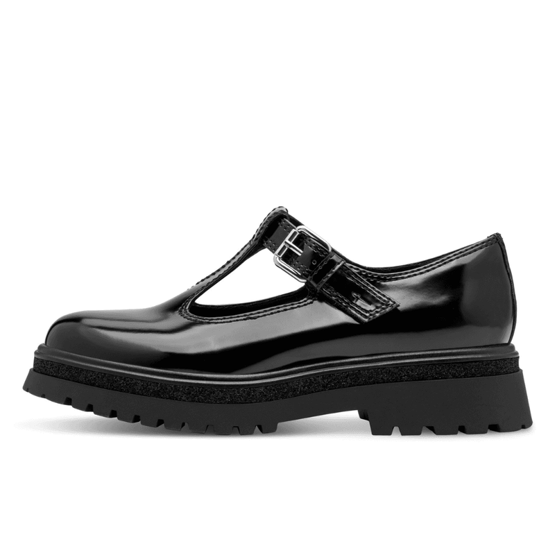 Womens Tamaris 24324 Black Shine T-Bar Shoes - Black
