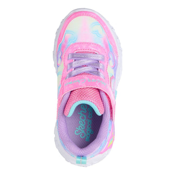 Toddler Girls Skechers S-Lights Unicorn Charmer - Lil Heart Sparkles Trainers - Pink