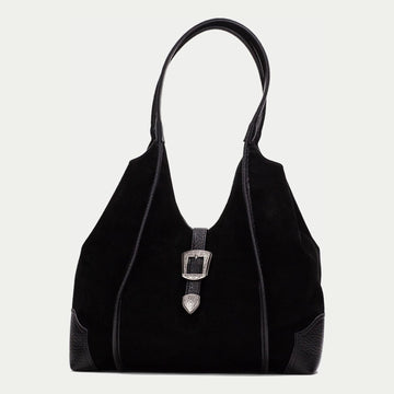Womens Hispanitas 264939 Suede Shoulder Bag - Black