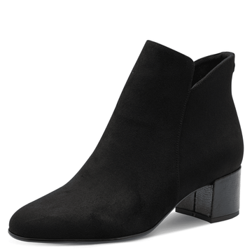 Womens Tamaris 25354 Black Suede Low Block Heel Boots - Black
