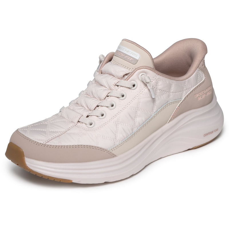 Womens Skechers 150404 Slip-In Contour Foam Trainer - Natural