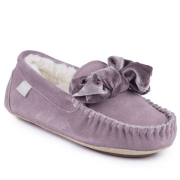 Womens Lazy Dogz Ladies Brook Velvet Bow Slippers - Pink