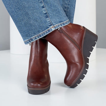 Womens Susst Buddy26 Wedge Ankle Boots - Cognac
