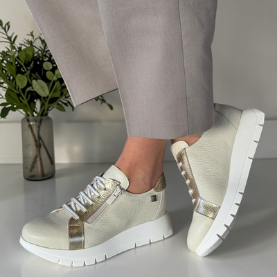 Womens Jose Saenz 2276 Beige Side Zip Trainers - Beige Gold