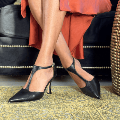 Womens Sorento Gardenmorris T-Bar Flared Heels - Black