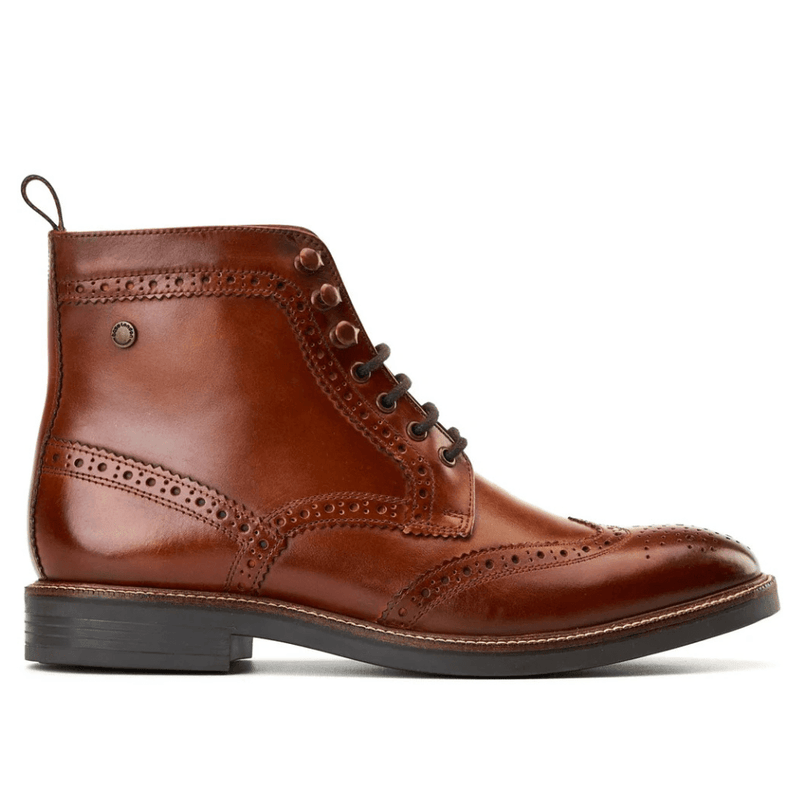 Base London Mens Bristol Tan Brogue Ankle Boots - Tan