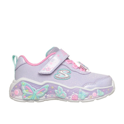 Girls Skechers 303066N Purple Sparkle Butterfly Lil Butterfly Bliss Trainer - Junior - Lavender
