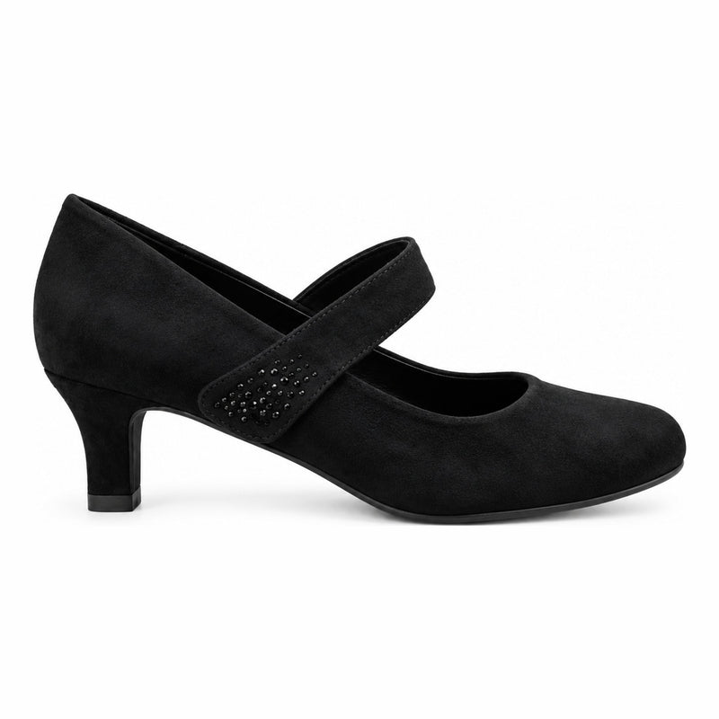 Womens Coco Ritz 1060 Black Micro Suede Court Shoes - Black Micro